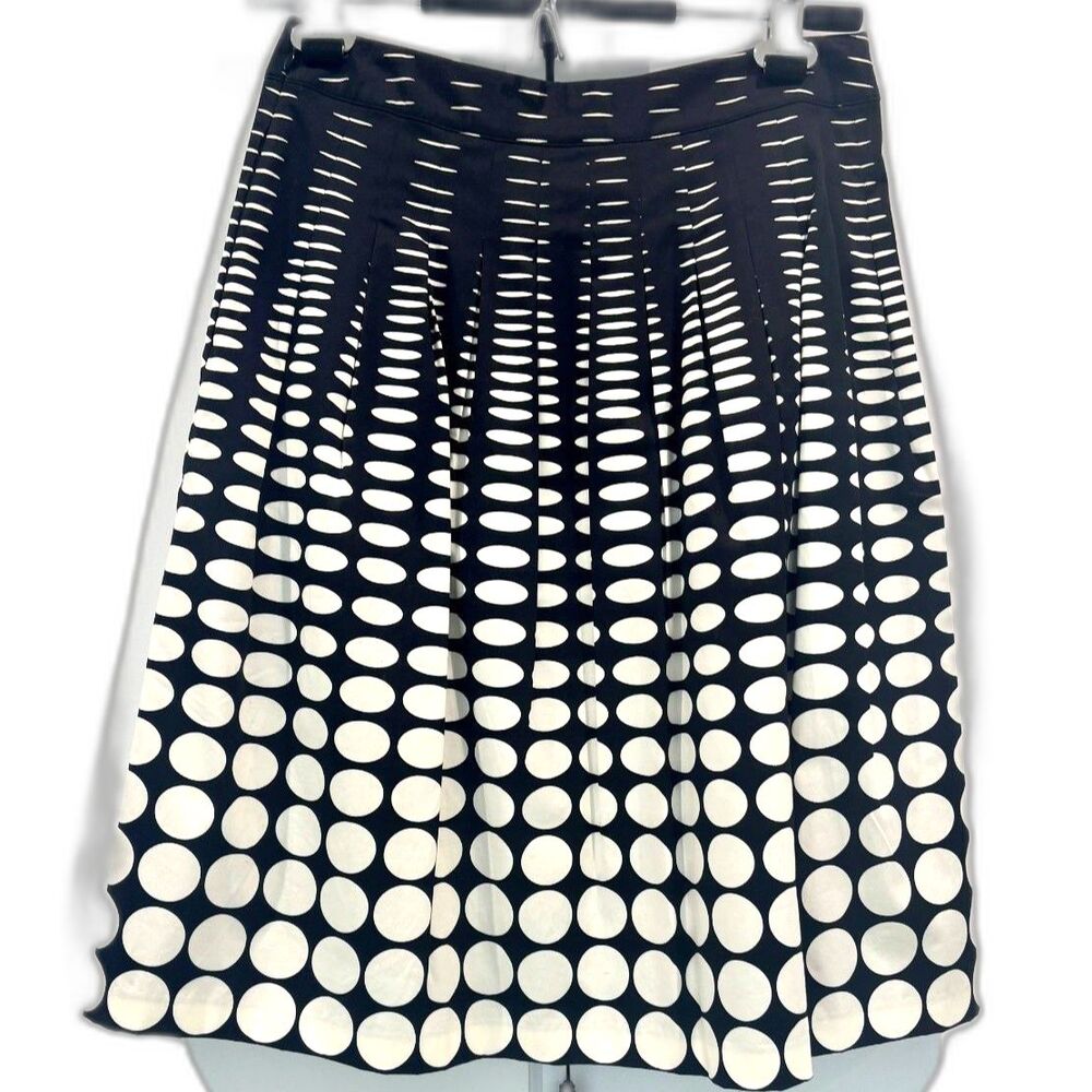 NWT Talbots Pleated Midi Skirt Optical Geometric Black White 4P $119 - Picture 5 of 6